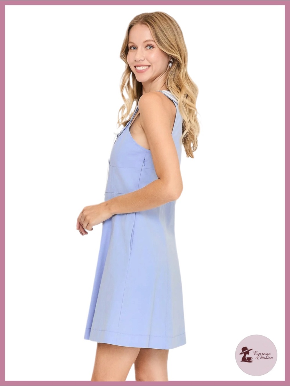 NWT Sailor Style Contrast Binding Mini Dress - Small - Picture 5 of 10